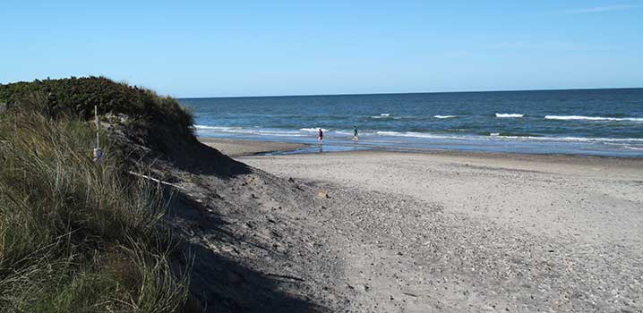 Egal zu welcher Jahreszeit ist eine Fahrt zum Strand immer ein tolles Erlebnis im Urlaub Aussicht über die Dünen, den Strand und das Meer