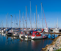 The marina in Østerby on Læsø Sailing ships in the harbour of Østerby on Læsø