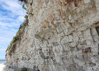 Arnager Klint ist ein spektakulärer Kreidefelsen am Strand von Arnager Arnager Klint ist ein spektakulärer Kreidefelsen am Strand von Arnager