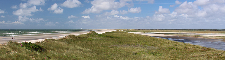 Den brede sandstrand på den fredede halvø Skallingen ved Blåvand, Ho Den brede sandstrand på den fredede halvø Skallingen ved Blåvand, Ho