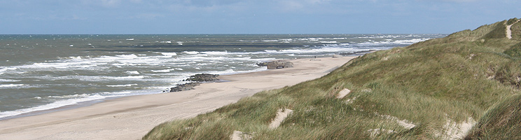 Dejlig sandstrand med bunkere ved Fjand Dejlig sandstrand med bunkere ved Fjand