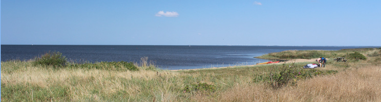 En surfer ved den lille strand i Hemmet ved Ringkøbing Fjord En surfer ved den lille strand i Hemmet ved Ringkøbing Fjord