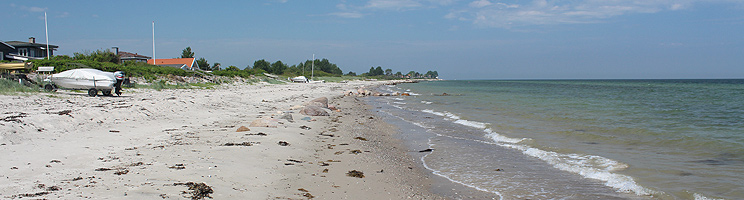 Schöner Badestrand mit klarem Wasser unterhalb der Ferienhäuser in Jørgensø auf Nordfünen Schöner Badestrand mit klarem Wasser unterhalb der Ferienhäuser in Jørgensø auf Nordfünen