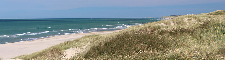Der schöne, breite Sandstrand mit hohen Dünen bei Kærsgård Der schöne, breite Sandstrand mit hohen Dünen bei Kærsgård