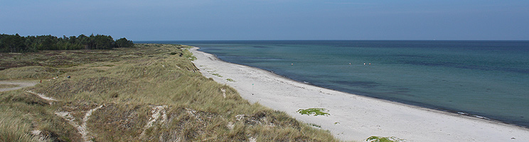 The lovely sandy beach with dunes by the nature area Hvide Bakker, close to the holiday home area Nordmarken on Laso The lovely sandy beach with dunes by the nature area Hvide Bakker, close to the holiday home area Nordmarken on Laso