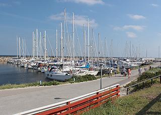 The cosy marina is situated close to the bathing beach in Osterby The cosy marina is situated close to the bathing beach in Osterby