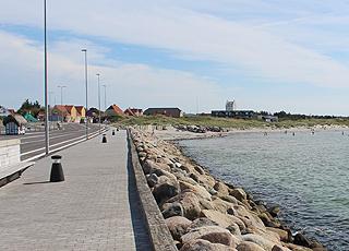 The esplanade in Vestero, which leads you from the ferry harbour towards the town and the beach The esplanade in Vestero, which leads you from the ferry harbour towards the town and the beach