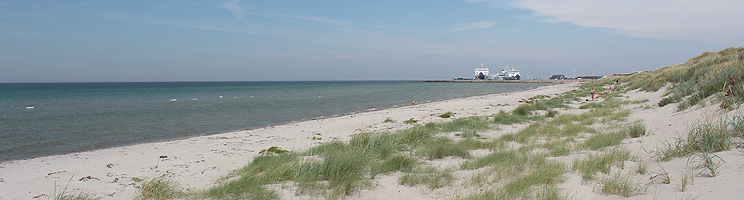 Close to the ferry harbour in Vestero you will find a lovely child-friendly and sandy beach with dunes Close to the ferry harbour in Vestero you will find a lovely child-friendly and sandy beach with dunes