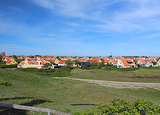 Udsigt over Skagens røde tage fra Vippefyret i Østerby Udsigt over Skagens røde tage fra Vippefyret i Østerby