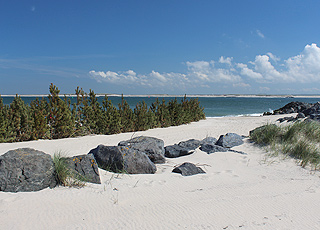 Den dejlige sandstrand ind mod Nissum Fjord i Thyborøn Den dejlige sandstrand ind mod Nissum Fjord i Thyborøn