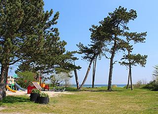 Playground and green spaces behind the beach in Vejlby Fed Playground and green spaces behind the beach in Vejlby Fed
