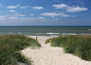 Die jütländische Nordseeküste bietet herrliche Sandstrände mit Dünen und klarem Badewasser Die jütländische Nordseeküste bietet herrliche Sandstrände mit Dünen und klarem Badewasser