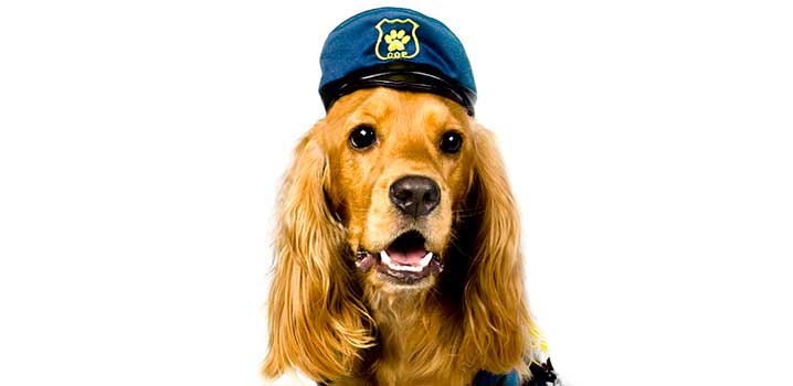 Polizeihund Hund mit Polizeimütze