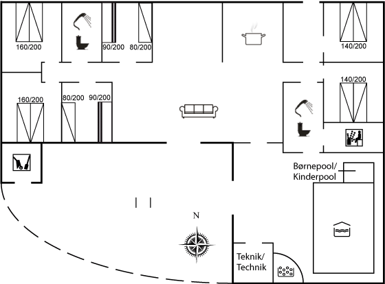 Grundriss Traumhaus mit Pool und Sauna in Ulfborg – Dein Ferienparadies!