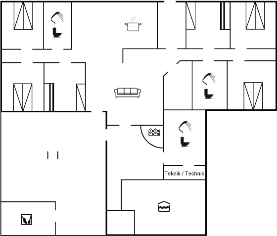 Grundriss Pooltraum für Familien und Freunde nahe Vester Husby