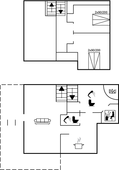 Grundriss Strandnahes Dünenhaus mit Sauna, Kamin und Meerblick
