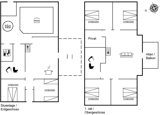 Grundriss Ferienhaus 29-1990 in Römö, Toftum