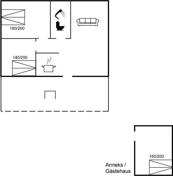Grundriss Ferienhaus Helgenäs mit Meerblick – 6 Pers. & Ruhe
