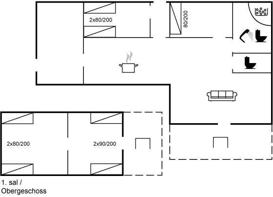Grundriss Ferienhaus 62-1048 in Flovt