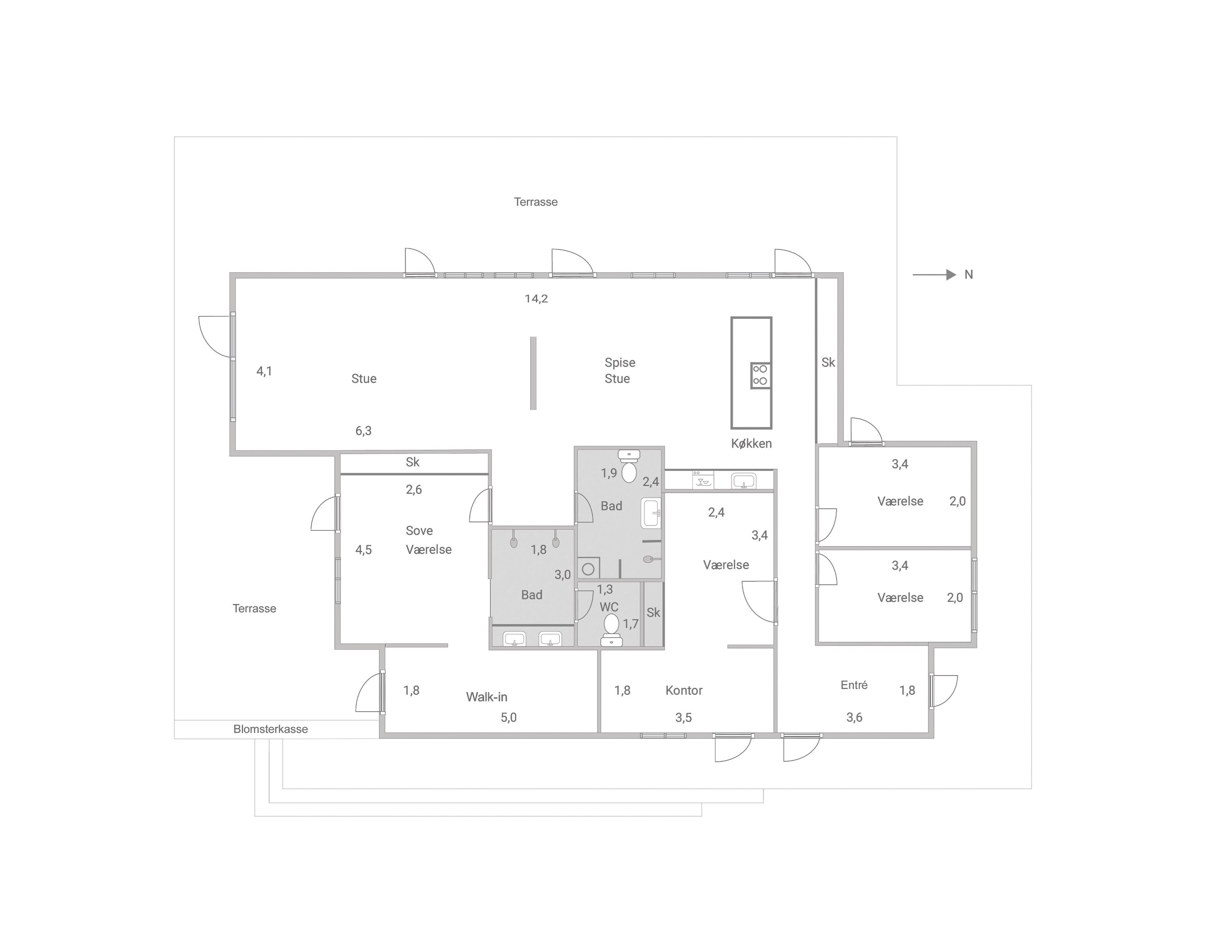 Grundriss Ferienhaus 93-1843 in Smidstrup Strand