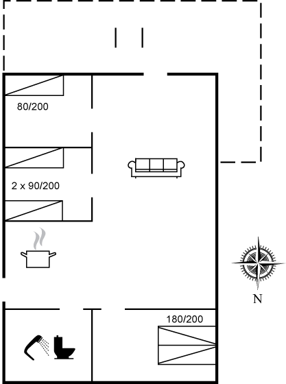Grundriss Ferienhaus 95-1136 in Dueodde