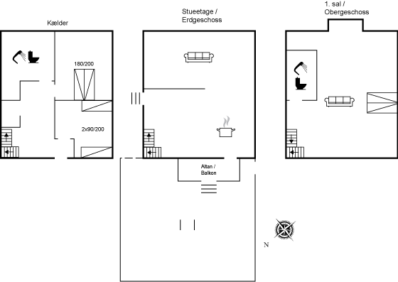 Grundriss Ferienhaus 95-6050 in Sandvig