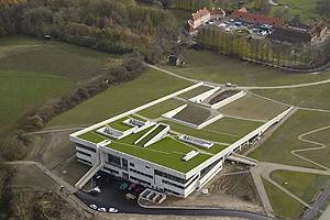 Moesgaard Museum sett från luften Flygfoto på Moesgaard Museum