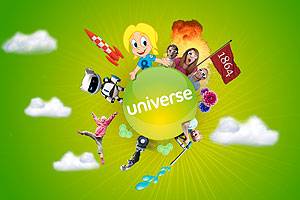 Universe logo med aktiviteter Universe identitet
