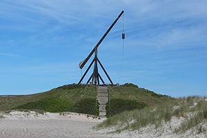 Vippefyret in Skagen am Kattegat Der bekannte Vippefyr in den Dünen am Sønderstrand von Skagen